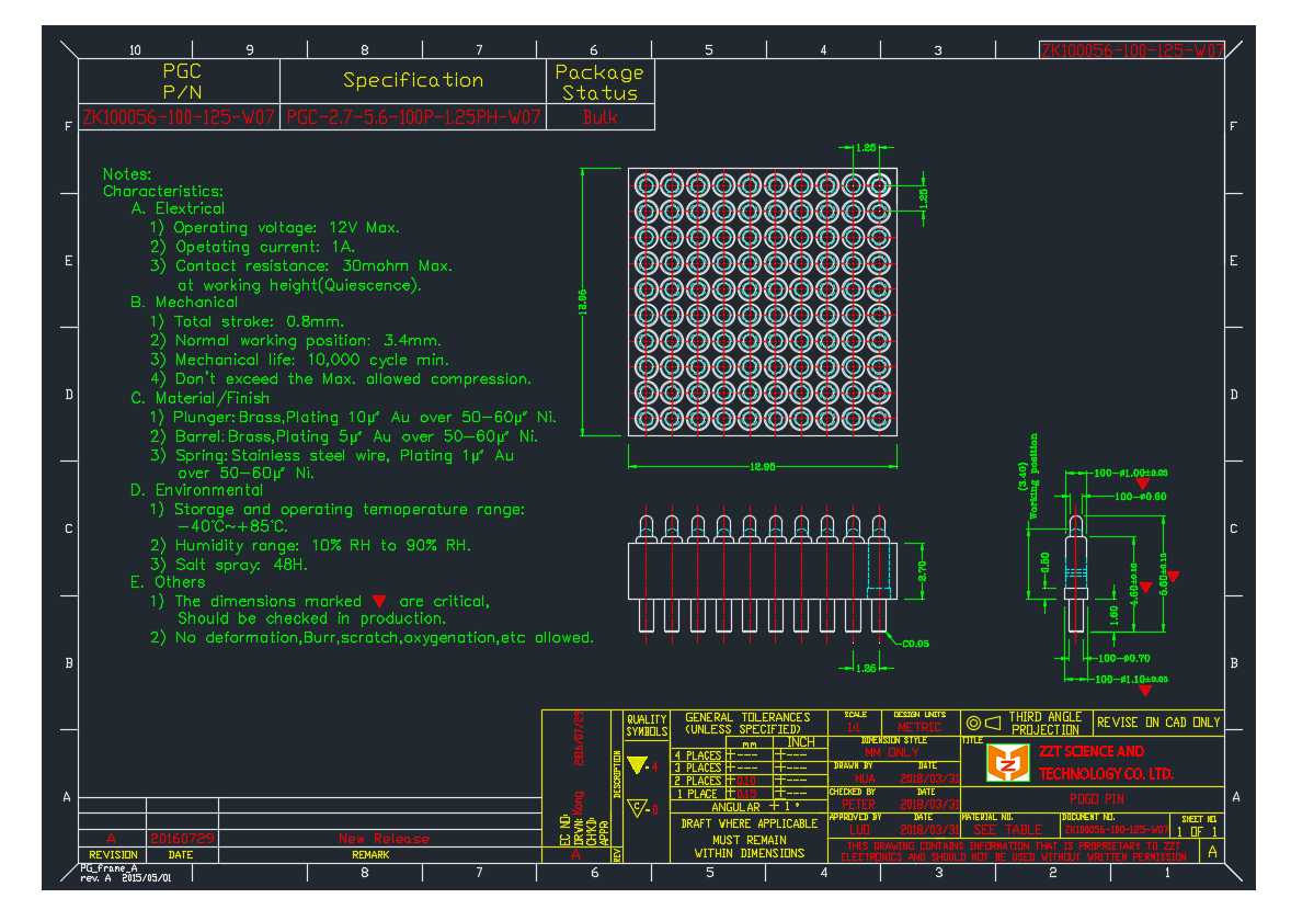 100 Pin Pogo Pin konektor